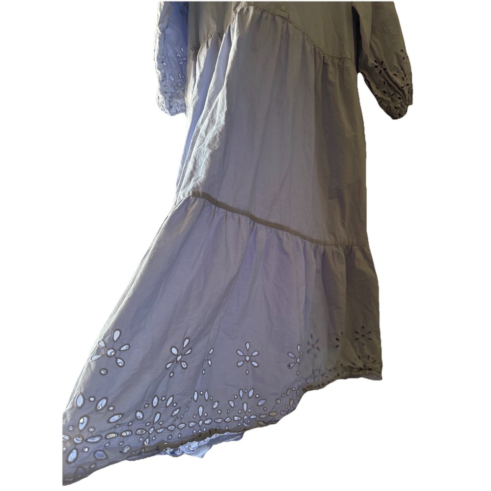 Anthropologie Light Blue Eyelet Midi Dress - Picture 10 of 16